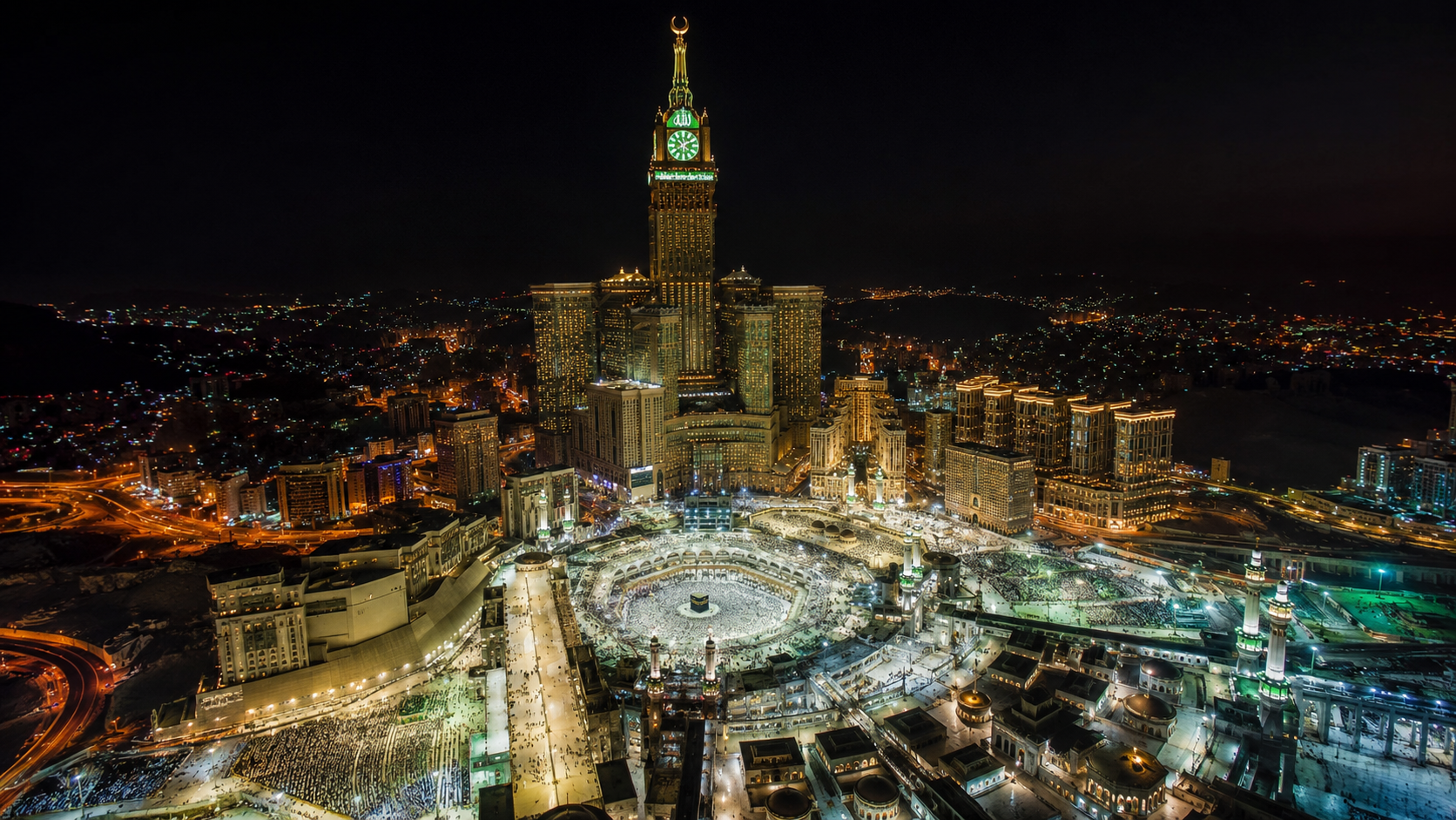 Harem area and Mecca hotels night view